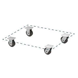 4-Wheel Diamond Pattern – 2 Swivels, 2 Rigids